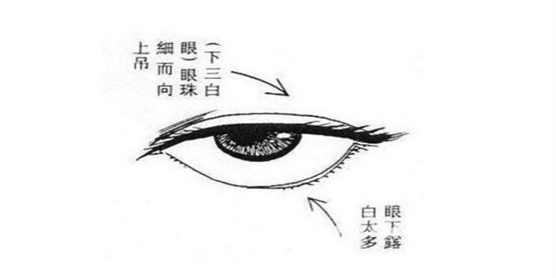 面相学当中有一种眼相叫三白眼是指瞳仁很靠上或者很靠下眼白很多的